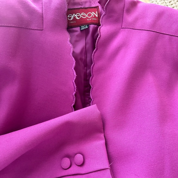VTG Sassoon Purple Scalloped Blazer Skirt Suit - Picture 3 of 9